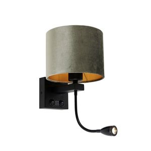Nástěnná lampa černá szeleným sametovým stínítkem 18 cm - Brescia obraz