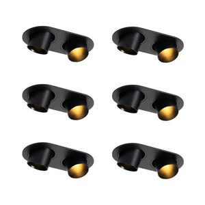 Sada 6 zapuštěných bodových světel černá GU10 35mm naklápěcí 2-světlo - Installa obraz