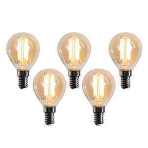 Sada 5 LED žárovek E14 G45 zlatá 2W 180 lm 2100K obraz