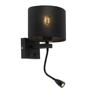 Moderní nástěnná lampa černá s černým stínítkem - Brescia obraz