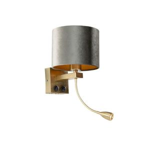 Wandlamp brons met velours kap groen 18cm - Brescia obraz
