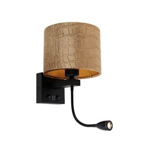 Nástěnná lampa černá s sametovým stínítkem, design krokodýl 18 cm - Brescia obraz