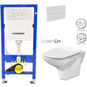 GEBERIT DuofixBasic s bílým tlačítkem DELTA51 + WC CERSANIT CLEANON CARINA + SEDÁTKO 458.103.00.1 51BI CA3 obraz