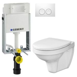 GEBERIT KOMBIFIXBasic vč. bílého tlačítka DELTA 21 + WC CERSANIT DELFI + SEDÁTKO 110.100.00.1 21BI DE1 obraz