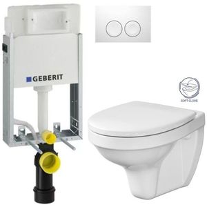 GEBERIT KOMBIFIXBasic vč. bílého tlačítka DELTA 21 + WC CERSANIT DELFI + SOFT SEDÁTKO 110.100.00.1 21BI DE2 obraz