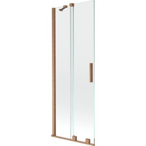 MEXEN/S Velar Dvoukřídlá posuvná vanová zástěna 150 x 150 cm, transparent, kartáčovaná měď 896-150-000-01-65 obraz