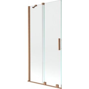 MEXEN/S Velar Dvoukřídlá posuvná vanová zástěna 95 x 150 cm, transparent, kartáčovaná měď 896-095-000-01-65 obraz