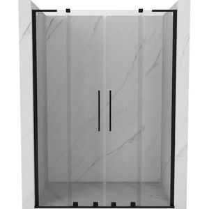 MEXEN/S Velar L Duo posuvné sprchové dveře 160 cm, transparent, černá 871-160-003-02-70 obraz