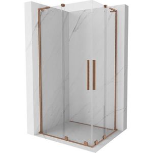 MEXEN/S Velar L Duo sprchový kout, posuvné dveře 100 x 90 cm, transparent, měď kartáčovaná 871-100-090-02-03-65 obraz