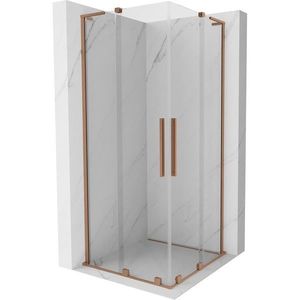 MEXEN/S Velar L Duo sprchový kout, posuvné dveře 90 x 90 cm, transparent, měď kartáčovaná 871-090-090-02-03-65 obraz