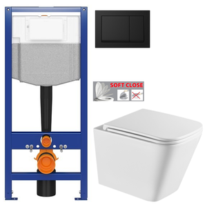 CERSANIT předstěnový instalační systém s černým tlačítkem K97-0574 + WC INVENA FLORINA WITH SOFT, včetně soft/close sedátka K97-526 0574 FL1 obraz
