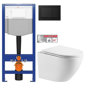 CERSANIT předstěnový instalační systém s černým tlačítkem K97-0574 + WC INVENA LIMNOS WITH SOFT, včetně soft/close sedátka K97-526 0574 LI1 obraz