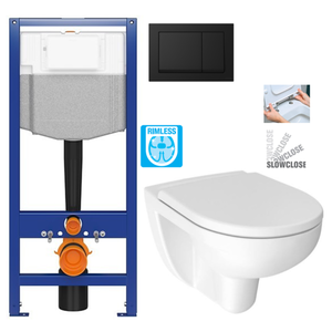 CERSANIT předstěnový instalační systém s černým tlačítkem K97-0574 + WC JIKA LYRA PLUS RIMLESS + SEDÁTKO DURAPLAST SLOWCLOSE K97-526 0574 LY2 obraz