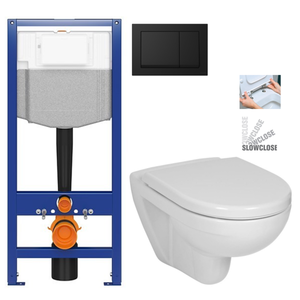 CERSANIT předstěnový instalační systém s černým tlačítkem K97-0574 + WC JIKA LYRA PLUS + SEDÁTKO DURAPLAST SLOWCLOSE K97-526 0574 LY5 obraz