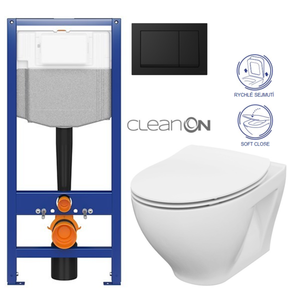 CERSANIT předstěnový instalační systém s černým tlačítkem K97-0574 + WC CERSANIT CLEANON MODUO + SEDÁTKO K97-526 0574 MO1 obraz