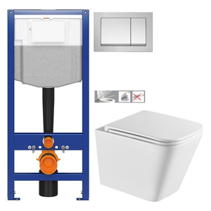 CERSANIT předstěnový instalační systém s tlačítkem chrom K97-509 + WC INVENA FLORINA WITH SOFT, včetně soft/close sedátka K97-526 509 FL1 obraz