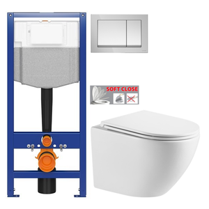 CERSANIT předstěnový instalační systém s tlačítkem chrom K97-509 + WC INVENA LIMNOS WITH SOFT, včetně soft/close sedátka K97-526 509 LI1 obraz