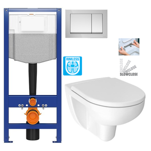 CERSANIT předstěnový instalační systém s tlačítkem chrom K97-509 + WC JIKA LYRA PLUS RIMLESS + SEDÁTKO DURAPLAST SLOWCLOSE K97-526 509 LY2 obraz
