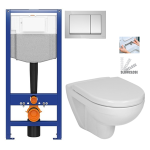 CERSANIT předstěnový instalační systém s tlačítkem chrom K97-509 + WC JIKA LYRA PLUS + SEDÁTKO DURAPLAST SLOWCLOSE K97-526 509 LY5 obraz