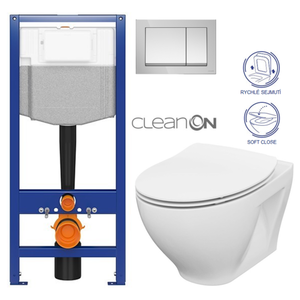 CERSANIT předstěnový instalační systém s tlačítkem chrom K97-509 + WC CERSANIT CLEANON MODUO + SEDÁTKO K97-526 509 MO1 obraz