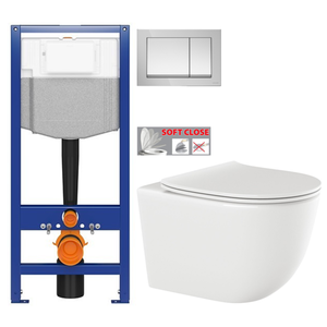CERSANIT předstěnový instalační systém s tlačítkem chrom K97-509 + WC INVENA TINOS + SEDÁTKO K97-526 509 NO1 obraz