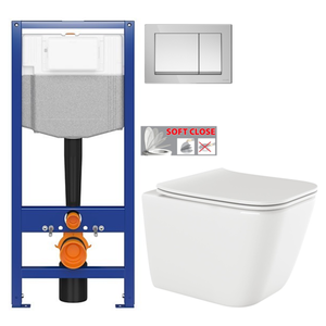 CERSANIT předstěnový instalační systém s tlačítkem chrom K97-509 + WC INVENA PAROS + SEDÁTKO K97-526 509 RO1 obraz