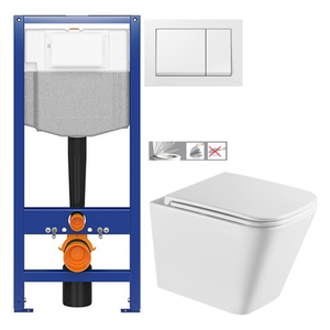 CERSANIT předstěnový instalační systém s bílym tlačítkem K97-516 + WC INVENA FLORINA WITH SOFT, včetně soft/close sedátka K97-526 516 FL1 obraz
