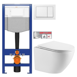 CERSANIT předstěnový instalační systém s bílym tlačítkem K97-516 + WC INVENA LIMNOS WITH SOFT, včetně soft/close sedátka K97-526 516 LI1 obraz