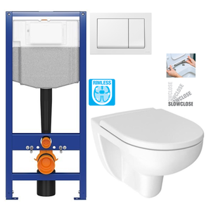 CERSANIT předstěnový instalační systém s bílym tlačítkem K97-516 + WC JIKA LYRA PLUS RIMLESS + SEDÁTKO DURAPLAST SLOWCLOSE K97-526 516 LY2 obraz