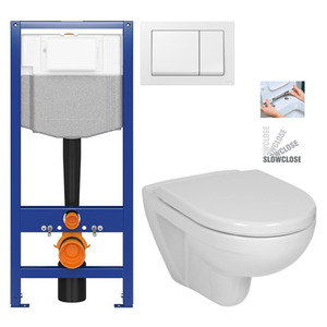 CERSANIT předstěnový instalační systém s bílym tlačítkem K97-516 + WC JIKA LYRA PLUS + SEDÁTKO DURAPLAST SLOWCLOSE K97-526 516 LY5 obraz