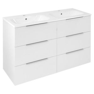 SAPHO CIRASA umyvadlová skříňka s dvojumyvadlem 121x77x46cm, 3x zásuvka, bílá lesk CR121-3030-31 obraz