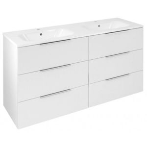 SAPHO CIRASA umyvadlová skříňka s dvojumyvadlem 141x77x46cm, 3x zásuvka, bílá lesk CR141-3030-31 obraz
