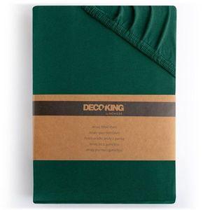 DecoKing Bavlněné prostěradlo AmeliaHome AMBER tmavě zelené, velikost 140-160x200+30 obraz