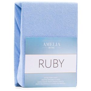 Froté prostěradlo s gumou AmeliaHome Ruby světlé modré, velikost 200-220x200 obraz