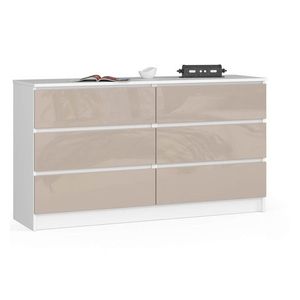 Ak furniture Komoda Kuba 140 cm 6 šuplíků bílá/cappuccino obraz