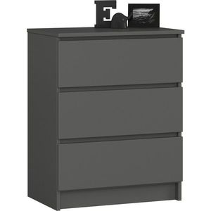 Ak furniture Komoda Kuba 60 cm se 3 zásuvkami grafitová obraz