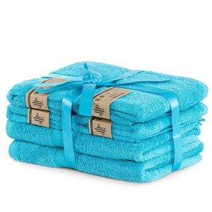 Sada modrých ručníků DecoKing BAMBY, velikost 2*70x140+4*50x100 obraz