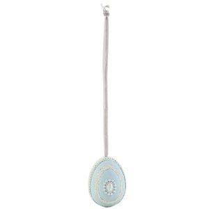 Dekorace vejce modé s krajkou - Ø 6*8 cm 6PR0685BL obraz