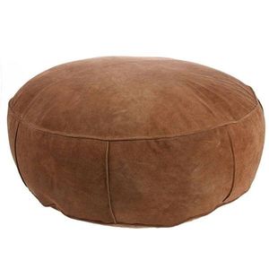 Hnědý kožený pouf Fringe XL - Ø 80*20 cm TPO5003 obraz