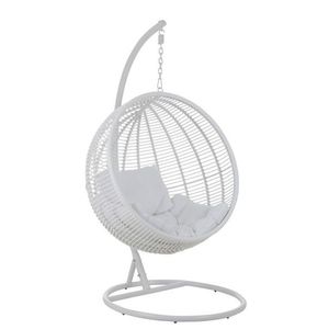 Závěsné bílé zahradní ratanové křeslo Lounge White -119*110*193 cm 91018 obraz