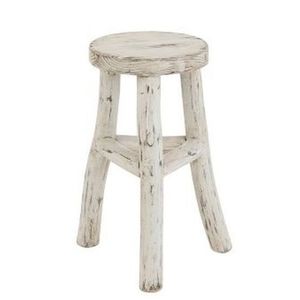 Dřevěná bílá kulatá stolička Ibiza - Ø 26*50cm 1168 obraz
