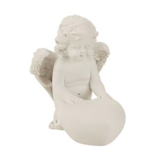 Dekorace klečící bílý anděl se srdcem - 12*15*16cm 6206 obraz