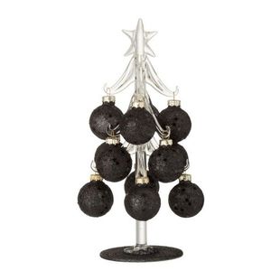 Skleněný stromek s černými koulemi Baubles Stars – 10*10*20 cm 6535 obraz