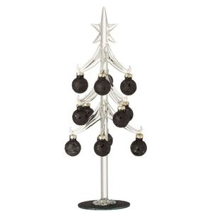Skleněný stromek s černými koulemi Baubles Stars Medium – 12*12*30 cm 6536 obraz