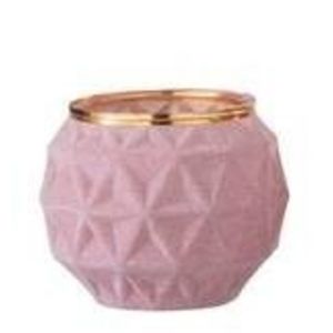 Sametově růžový skleněný svícen Velours Boule - 7*8 cm 97580 obraz