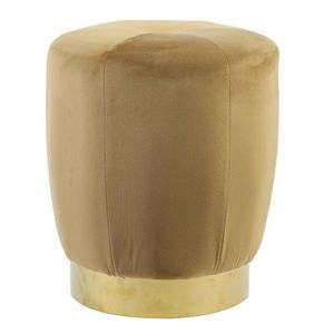 Karamelový sametový puf/ sedák Scarlett se zlatým pruhem – Ø 41*47cm 6755561 obraz