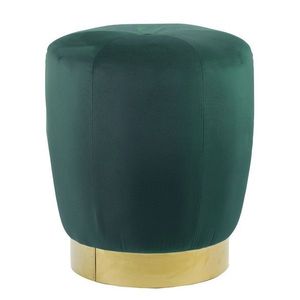 Zelený sametový puf/ sedák Scarlett se zlatým pruhem – Ø 41*47cm 6755576 obraz