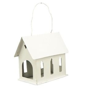 Krémový antik kovový domek na svíčku ClairBlanc - 12*7*11cm 253103 obraz