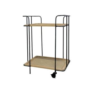 Kovový vozík na kolečkách s dřevěnými deskami Cannie - 55*41*76cm 41442-24 obraz