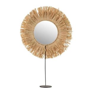 Stolní kulaté zrcadlo v rámu z přírodní trávy Raffia natural - 41*9*51 cm 12342 obraz